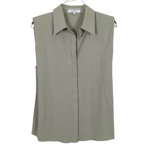 Moodie women short sleeve‎ summer grayish green button up modern top size M